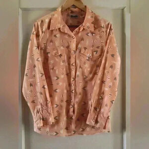 Wrangler Women's Rancher Button Up | Peach | Southwest Print | Medium